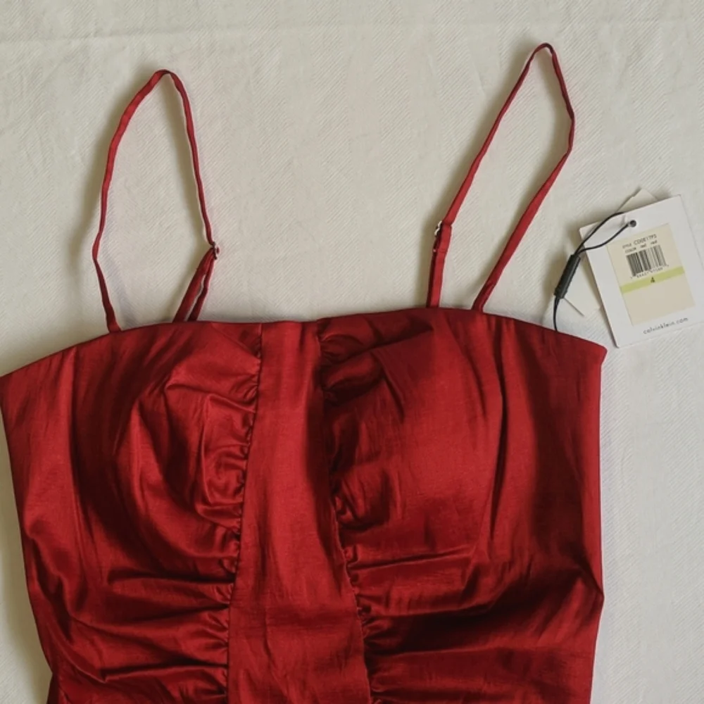NWT Calvin Klein red strappy mini dress with ruching women's US 4 - Picture 12 of 12